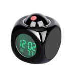 TAKASH Digital LCD Display Colorful Voice Projection Alarm Clock Weather Station LED with Temperature Wake Up Projector Clocks Without Battery - Black - Image 2