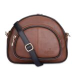 THE CLOWNFISH Unisex Zoey Faux Leather Waist Bag Travel Pouch Crossbody Sling Bag With Adjustable Belt (Tan) - Image 2