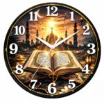 TIKAM Enterprise, Islamic-Themed Design Depicting the Quran and a Mosque Skyline | Wall Clock | Living Room Home Dcor - Image 2