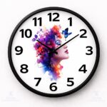 TIKAM Enterprises, Floral Butterfly Girl Decorative Round wall Clock with a Black Frame and Silent Mechanism | Decorative Silent Wall Clock - Image 2