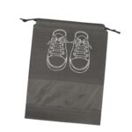 TRENDIVIBE Travel Shoe Bag Non Woven Drawstring Shoes Storage Bag Convenient Dust Cover Grey 32x44cm - Image 2