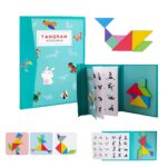 Tangram Magnetic Puzzle Book for Kids - Wooden Travel Brain Teaser Toy with Shapes, Patterns & Cards - Montessori Educational Game for Ages 3+ - Image 2