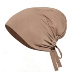 TecoKart® Soft Adjustable Tie Head Scarf for Women – Breathable Comfort Hijab Cap – Lightweight Stretchable Head Cap for Travel & All-Season Styling (Khaki) - Image 2