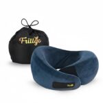 Travel Pillow for Flights – Blue Velvet Travel Neck Pillow with Adjustable Velcro & Carry Bag – Soft & Comfortable Support – Neck Pillow for Flight Travel - Image 2