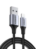 UGREEN USB to Lightning Cable 1M, Apple MFi Certified Nylon Braided Cord, Power Delivery iphone Charger, Aluminium case, for iPhone 14 Pro Max/13/12, iPad Pro/Air/Mini, AirPods, Black - Image 2