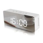 USB Powered Digital Alarm Table Clock for Students,Home,Office,Bedside Smart Timepiece for Heavy Sleepers, Automatic Sensor,Time,Date &Temperature,Clock for Bedroom (miror Clock) - Image 2