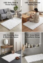 Ultra Soft White Rabbit Fur Rug 4x2 Feet Fluffy Plush Shaggy Anti Slip Carpet for Photography,Backdrop,Meditation,Hotel Room, Car Seat, Travel Luxury Plush Floor Mat (120x60 cm) - Image 2