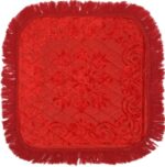 Velvet Puja Mat Pack of 2 Unit – Soft Padded Aasan for Prayer, Decorative Pooja Rug for Mandir, Non-Slip Meditation Mat for Home & Temple Use (Red) - Image 2