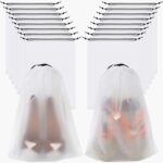 Vivinin 18 Pack White Translucent Polyethylene Shoe Bags, 15.7in x 11.8in, Drawstring Closure, Multi-Purpose Travel Storage Bags for Shoes, Clothes, Toiletries, etc. (White) - Image 2