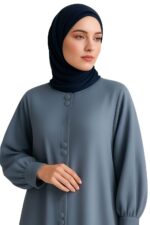 Women Abaya with Front Open - Button detailing | cuff sleeves | Modest Wear Simple Burqa | Free Size without hijab - Image 2