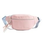 Women Pink Waterproof Nylon Waist Bag, Double Layer Fanny Pack, Compact Crossbody Bum Bag for Travel Outdoor Sports Fitness Urban Commuting Daily Hands-Free Storage - Image 2
