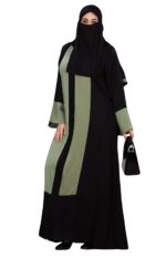 Women's Long Sleeves Fursan Fabric Double Colour Panel Full Length Islamic Abaya Burqa - Image 2