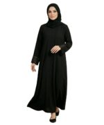 Women’s Premium Black Firdous Abaya with Designer Lace Sleeves | Long Sleeves | Elegant Modest Wear Kaftan Burqa Dress - Image 2