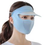 Women's UV Sun Protection Hat with Face Mask Scarf, 3-in-1 Ice Silk Cooling Full Face Shield, Foldable UPF 50+ Sun Visor Cap for Outdoor Cycling, Hiking & Activities, Breathable, Ponytail Friendly - Image 2
