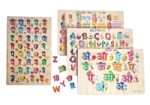 Wooden Learning Educational Puzzle Set for Kids | PuzzleToys for Kids | Set of 4 | English Alphabet, Numbers, Hindi Varnmala (Swar & Vyanjan Both) | Wooden Toys for Kids - Image 2
