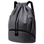 X9X Drawstring Backpack with Shoe Compartment, 30L Sports Gym Bag, Water Resistant Travel Daypack for Workout, Beach, Hiking, Camping, Gym, Swimming and Daily Use, Grey - Image 2
