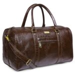 ZAINTO Unisex Textured Leatherette Stylish 35 Liter Cabin Bags For Travelling In Flight 7Kg Latest Travel Textured Leather Duffle Bags For Men And Women (Brown, 28 Cm) - Image 2