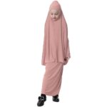 bnf Girl Muslim Islamic Long Sleeve Two-Piece Prayer Dress Abaya Dark Pink L | Clothing Shoes & Accessories | Kids Clothing Shoes & Accs | Girls Clothing (Sizes 4 & Up) | Dresses - Image 2