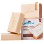mCaffeine Exfoliating Tan Removal Soap - 1% Salicylic Acid & Lactic Acid - Pack of 3x100g | Coffee & Exfoliating Particles - Soft, Glowing Skin | Sweet Caramel Perfumed Bar | Bath Soap for Women, Men - Image 2