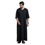 mashroo Black Sahal Moroccan Thobe Jubba for Men (XL) - Image 2