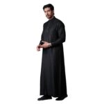 mashroo Oz Premium Striped Black Saudi Thobe Jubba for Men - Image 2