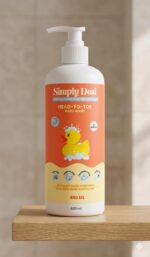 0+ months Simply Desi Head-to-Toe Baby Wash, Plant Based, Tear Free, Fragnance free, pH Balanced, with Aloe Vera, Neem, Almond Gum, 480ml (Unscented) - Image 2