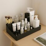Large Makeup Organizer Case with Compartments, Skincare Storage Holder for Vanity, Bathroom Countertop Cosmetic Display, Multi Section Desktop Organizer for Beauty Bottles (Black) - Image 3