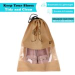 Kuber Industries Pack of 10 Shoe Bags | Shoe Bags for Travel | Non-Woven Shoe Storage Bags | Storage Organizers Set | Shoe Cover with Transparent Window | Shoe Dori Cover | Beige - Image 3