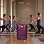 Expandable Foldable Duffel Bag with Detachable Wheels, 64L Large Capacity Rolling Travel Duffle Bag, Lightweight Carry on Luggage with Spinner Wheels, Weekend Gym Tote Bag, Deep Purple, 64L (Large - Image 3
