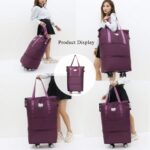 Expandable Foldable Duffel Bag with Detachable Wheels, 64L Large Capacity Rolling Travel Duffle Bag, Lightweight Carry on Luggage with Spinner Wheels, Weekend Gym Tote Bag, Deep Purple, 64L (Large - Image 7