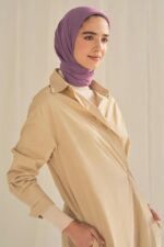 POIOTITA - Light Purple Georgette & Chiffon Blend Hijab/Headscarf/Dupatta/Neck Wrap/Veil (Size - 180 * 70cm) - Image 4