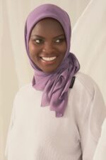 POIOTITA - Light Purple Georgette & Chiffon Blend Hijab/Headscarf/Dupatta/Neck Wrap/Veil (Size - 180 * 70cm) - Image 5