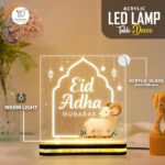 Eid al Adha Mubarak LED Acrylic Lamp, Crescent Moon Lantern Decorative Light, Islamic Festival Home Accent, Muslim Celebration Ornament, Meaningful Bakri-Eid Gift for Family (5x5 Inch) - Image 3