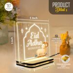 Eid al Adha Mubarak LED Acrylic Lamp, Crescent Moon Lantern Decorative Light, Islamic Festival Home Accent, Muslim Celebration Ornament, Meaningful Bakri-Eid Gift for Family (5x5 Inch) - Image 4