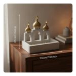 Enakshi Arabic Design Islamic Architecture Ornament Gold Accents Ramadan Decoration Festive Atmosphere Eid Mubarak Decor Speckled Finish for Dining Table, Living Room, 3-Door Square - Image 8