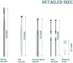 Ear Cleaning kit - 6 PCs Set Reusable Ear Wax Cleaner set with Brush & Storage Box - Ear Wax Remover Tool kit with Ear Curette Safety Cleaner and Spring Ear Buds Cleaner-(6 Pc-set), Steel - Image 6