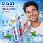 MAXI Candy Hard Bristle Manual Toothbrush for Adults with Anti-Bacterial Travel Case | Big Brush Head for Deep Plaque Removal & Stain Cleaning | Multicolor Pack of 6 - Image 4