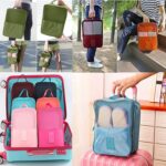 Waterproof Travel Shoe Storage Bag Holds 3 Pair of Shoes Folding Footwear Slipper Organizer Pouch Shoe Slipper Footwear Pouch for Men and Women with Shoe Cleaning Brush - Image 5