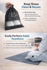 Premium7 piece Combo Hajj and Umrah Kit for MEN with waist Belt Bag, Prayer Mat, Shoe Bag, Wuzu Spray Bottle, Finger Counter, Dua Cards and Halal Soap - Image 6