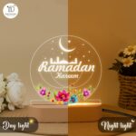 Ramadan Kareem LED Night Lamp | Islamic Acrylic Light Crescent Moon Mosque Design | USB Table Decor Warm Glow | Bedroom Lighting Muslim Home Gift | Size (5.5x5.5) Inch - Image 5