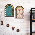 RAG28 Wooden Mughal Print Jharokha Style Wall Decor Set of 2 | Home Decor Items (BJ8, Size: 15.5X 11.5 Inches Each) - Image 4