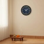 NILOY Navy Blue Islamic Geometric Luxury Wall Clock | Silent Quartz Non Ticking Arabesque Art Clock with Golden Accents for Home, Living Room, Bedroom, Office and Festive Decor - Image 3