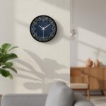 NILOY Navy Blue Islamic Geometric Luxury Wall Clock | Silent Quartz Non Ticking Arabesque Art Clock with Golden Accents for Home, Living Room, Bedroom, Office and Festive Decor - Image 4
