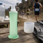 TPU Collapsible Water Bottle Translucent Nozzle Soft Hydration Portable Compress Looped Cap Tether, White, 500Ml | Fitness Equipment & Gear Running Yoga Sporting - Image 5