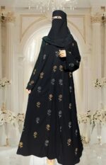 Abaya Stoned Jacket Pattern For Women Elegant Modest Wear Black Burqa Islamic Fashion Naqab Stylish Dubai Abaya - Image 4