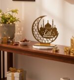Wooden Ramadan Table Decor Festive Home Table Gift Ramadan Mubarak Wooden Eid Mubarak Decoration Item 7 x 7 Inches - Image 5