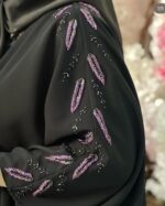 Women's Black Burqa with Hand work on Sleeves - Image 3