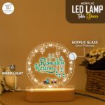 Ramadan Kareem LED Night Light Lamp | Islamic Acrylic Light | Lantern Quran Design | Muslim Home Decor | Eid Gift for Family Relatives Friend | Bedroom Table Lamp USB Powered | 5.5x5.5 Inches - Image 4