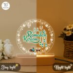 Ramadan Kareem LED Night Light Lamp | Islamic Acrylic Light | Lantern Quran Design | Muslim Home Decor | Eid Gift for Family Relatives Friend | Bedroom Table Lamp USB Powered | 5.5x5.5 Inches - Image 5