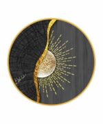 Livin’luxe Abstract Sun Round Wall Painting with Premium Golden PVC Frame | Modern Black Gold Sunburst Art Decorative Wall Decor for Living Room Bedroom Office | Minimalist Circular Artwork 58 cm x 58 cm - Image 5
